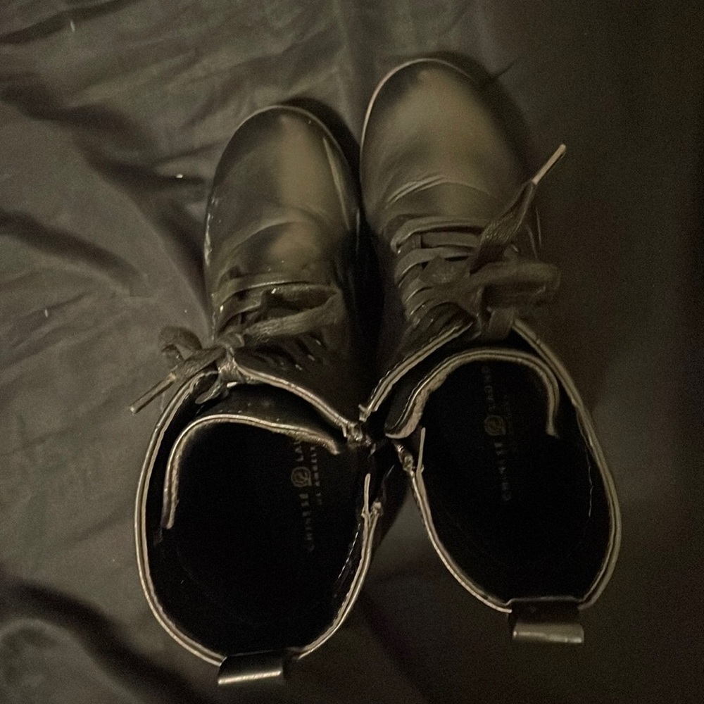 black combat boots double zipper